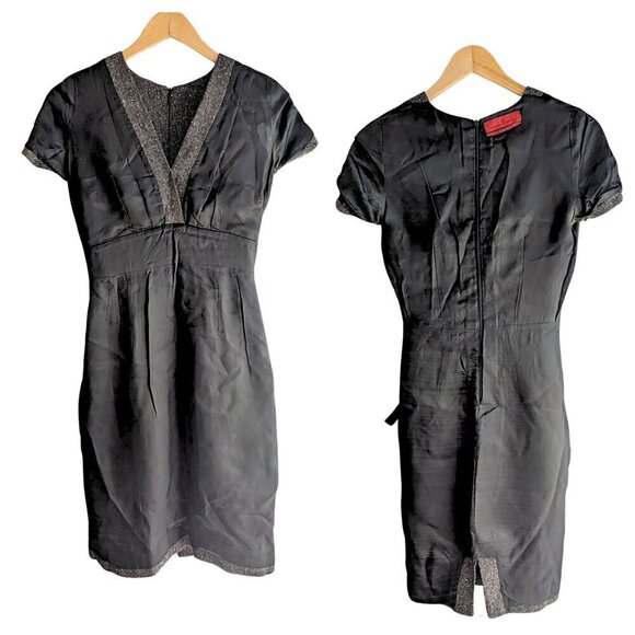 Vtg Y2K 2009 Launch Yr CH CAROLINA HERRERA Gray Wool Tweed Wrap Mini Dress Sz 6 - Picture 5 of 9